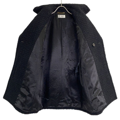 Saint Laurent Paris Black Wool Tweed Double Breasted Pea Coat 36 — view 3