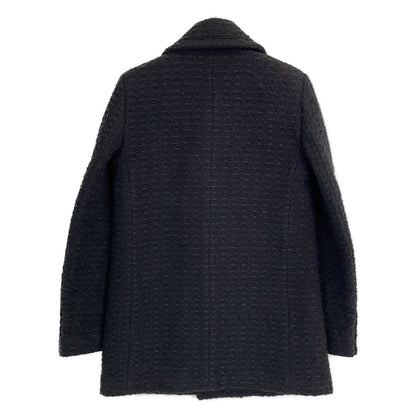 Saint Laurent Paris Black Wool Tweed Double Breasted Pea Coat 36 — view 2