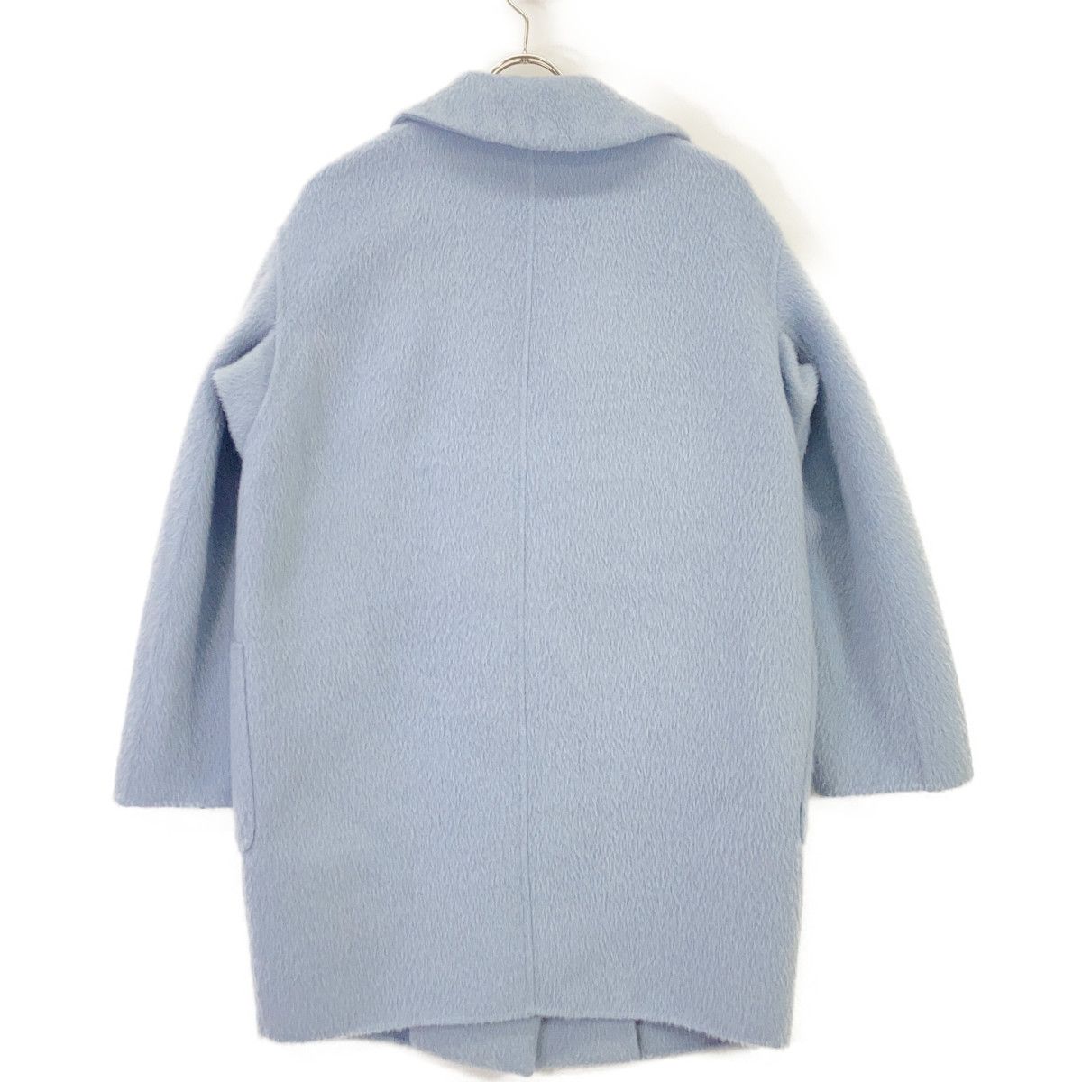 Max Mara Weekend Kuchitoamano Wool Alpaca Shaggy Coat Blue 40 — view 2