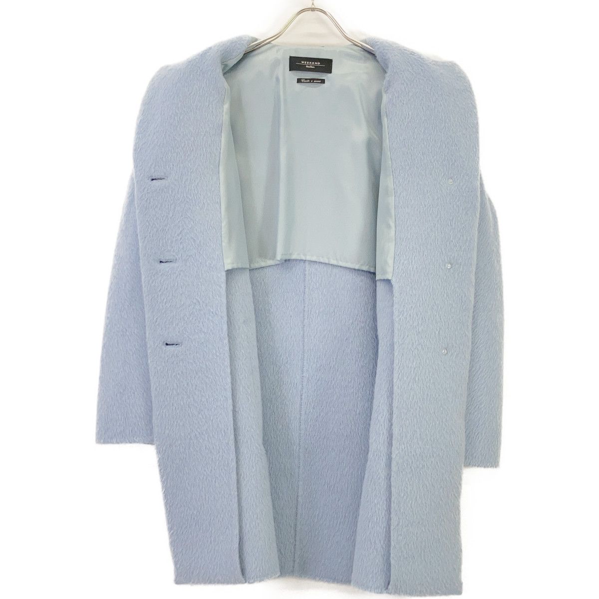 Max Mara Weekend Kuchitoamano Wool Alpaca Shaggy Coat Blue 40 — view 3