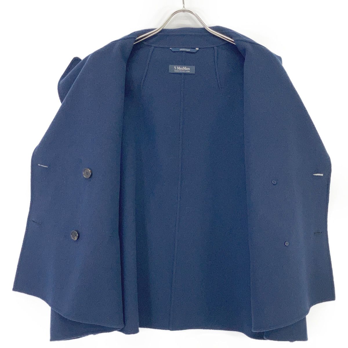 Max Mara S Double Breasted Short Coat Navy 42 — view 3