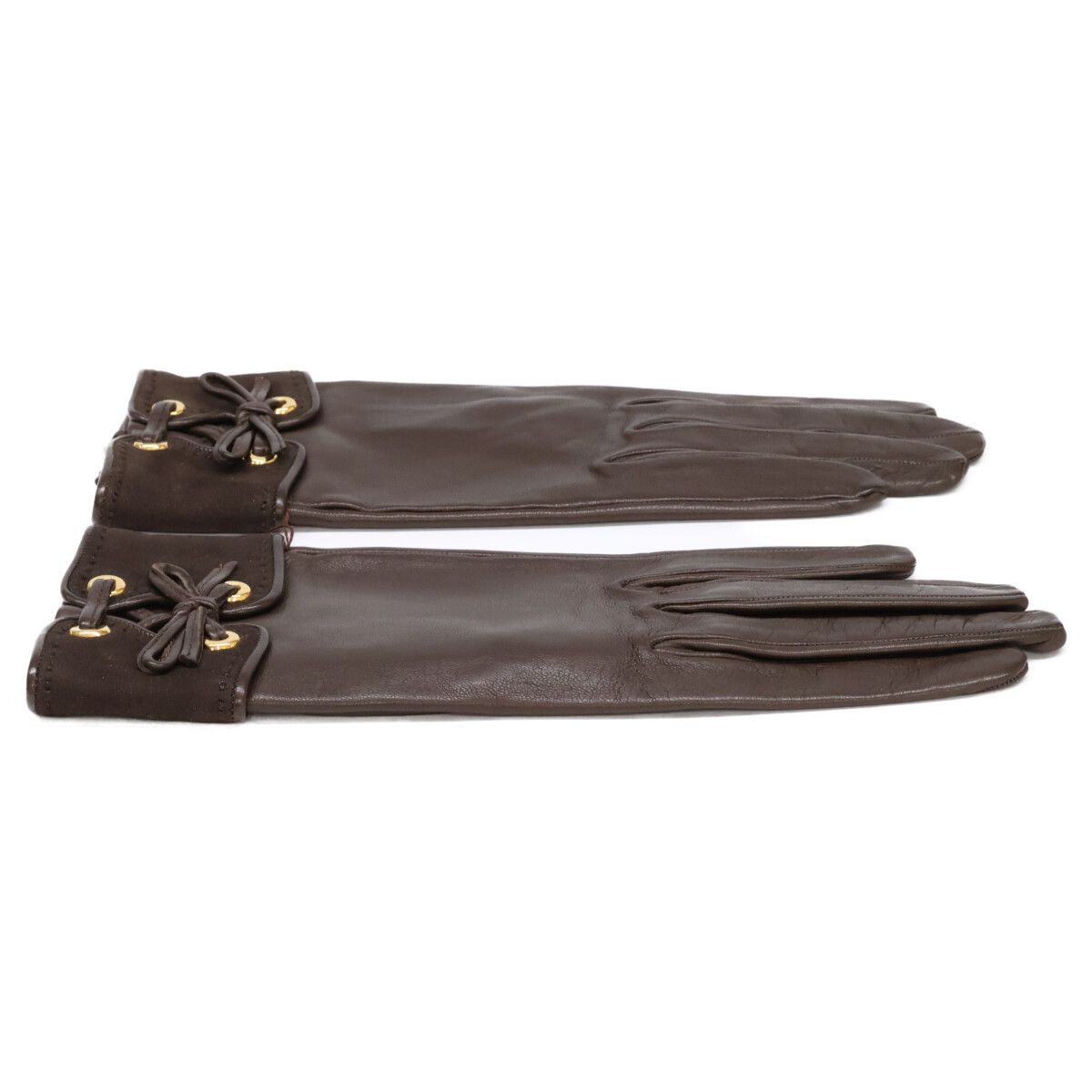 Hermes Lambskin Gloves Brown — view 6