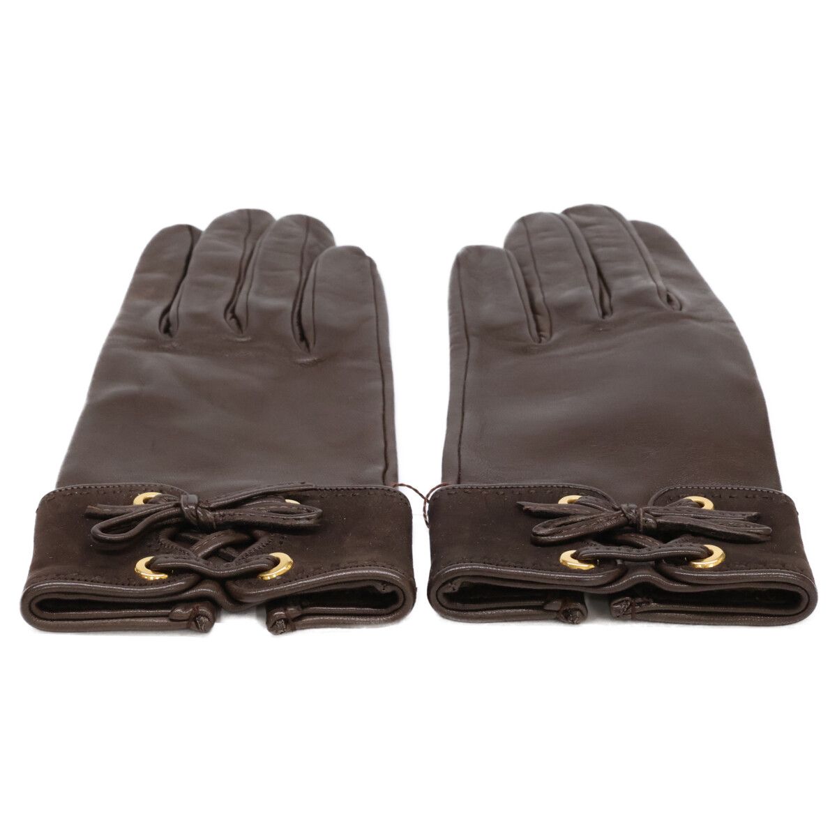 Hermes Lambskin Gloves Brown — view 5