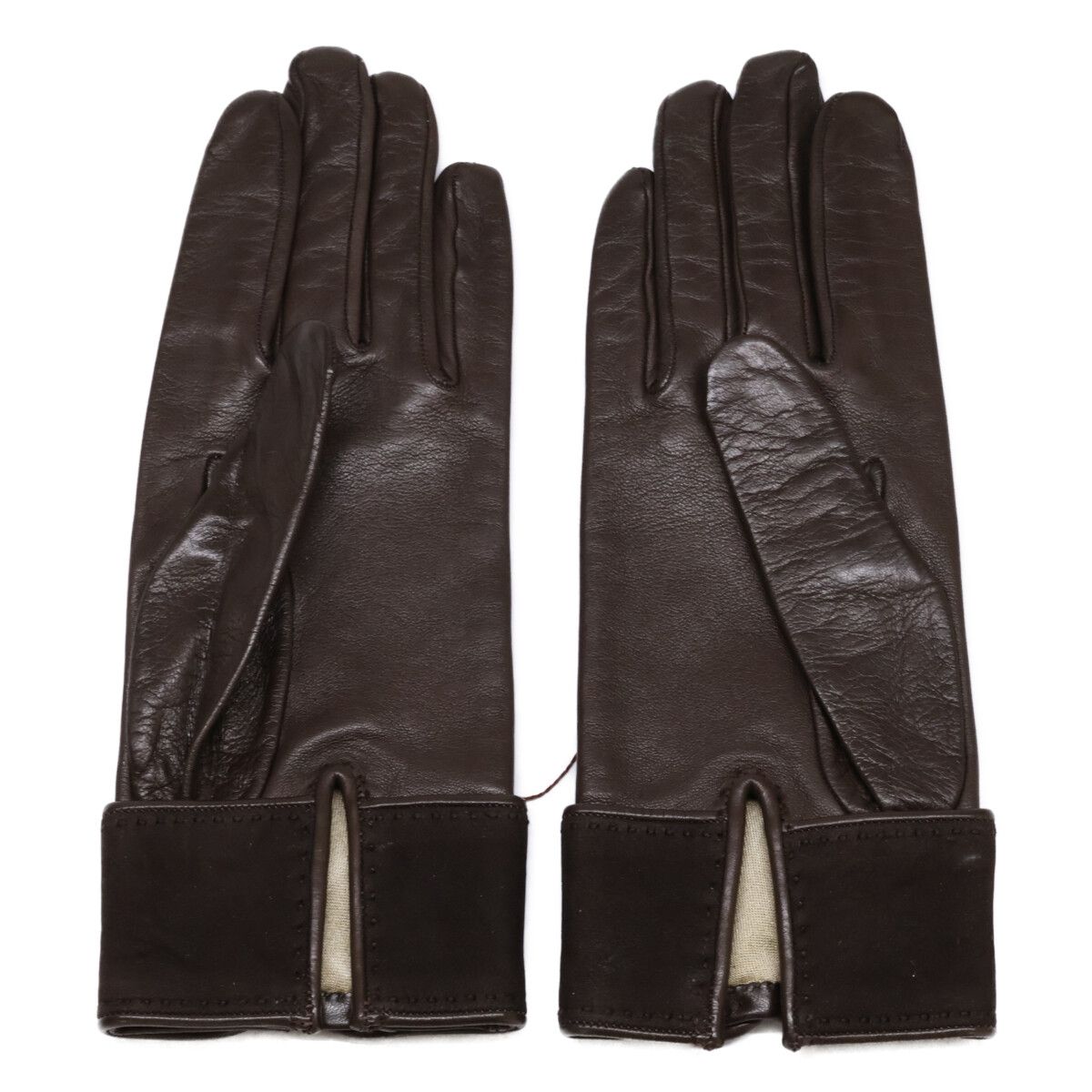 Hermes Lambskin Gloves Brown — view 3