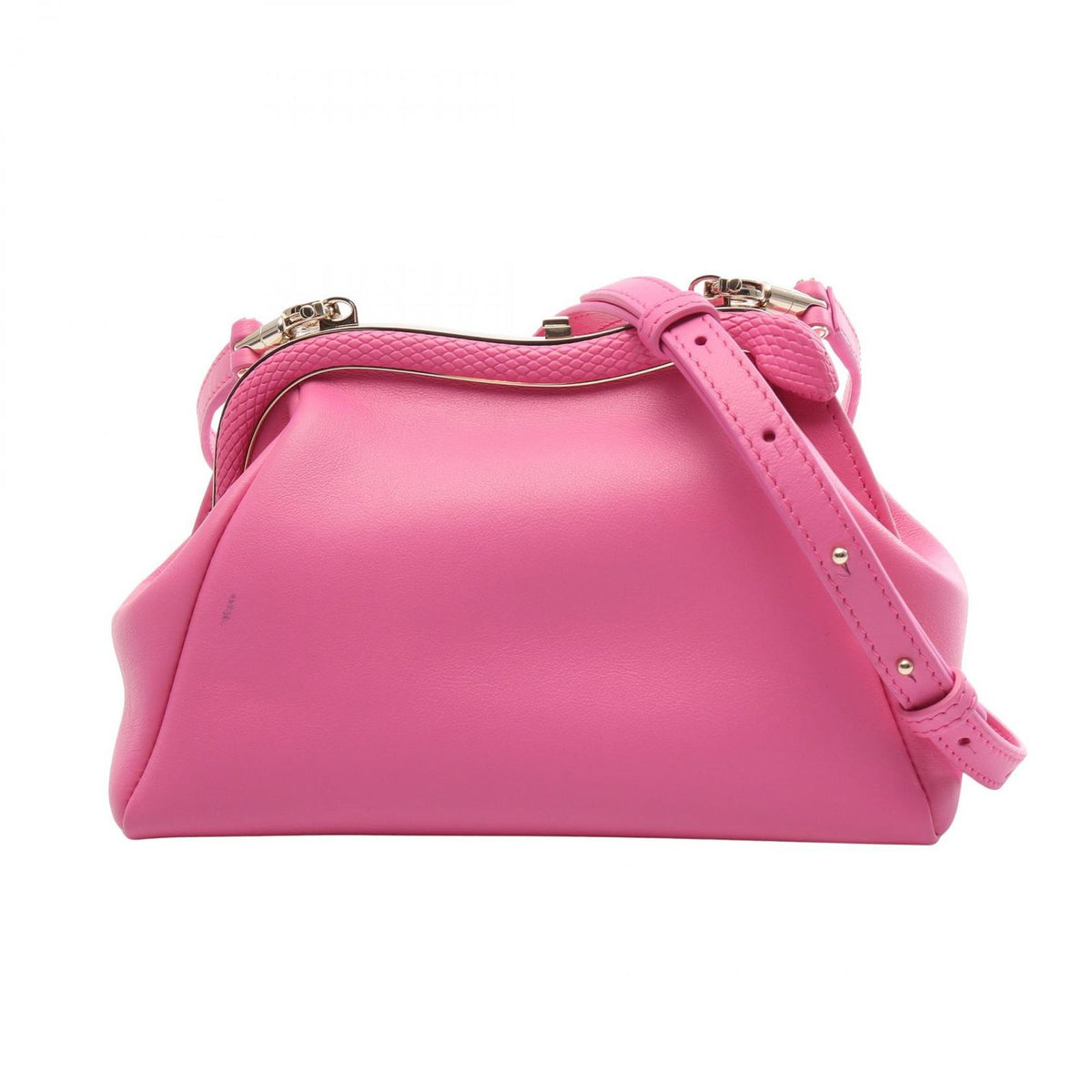 Bvlgari Shoulder Bag Serpentine Pouch Pink Leather