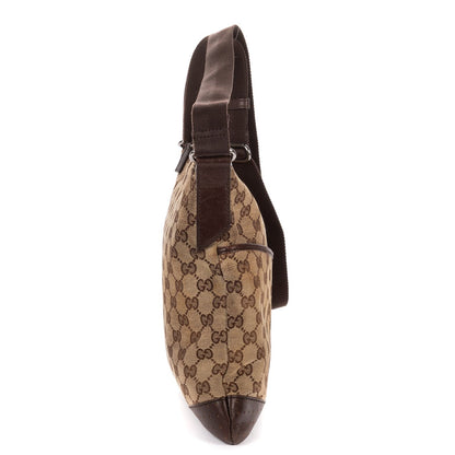 Gucci Vintage Flap Bag Messenger Beige Dark Brown GG Canvas — view 4