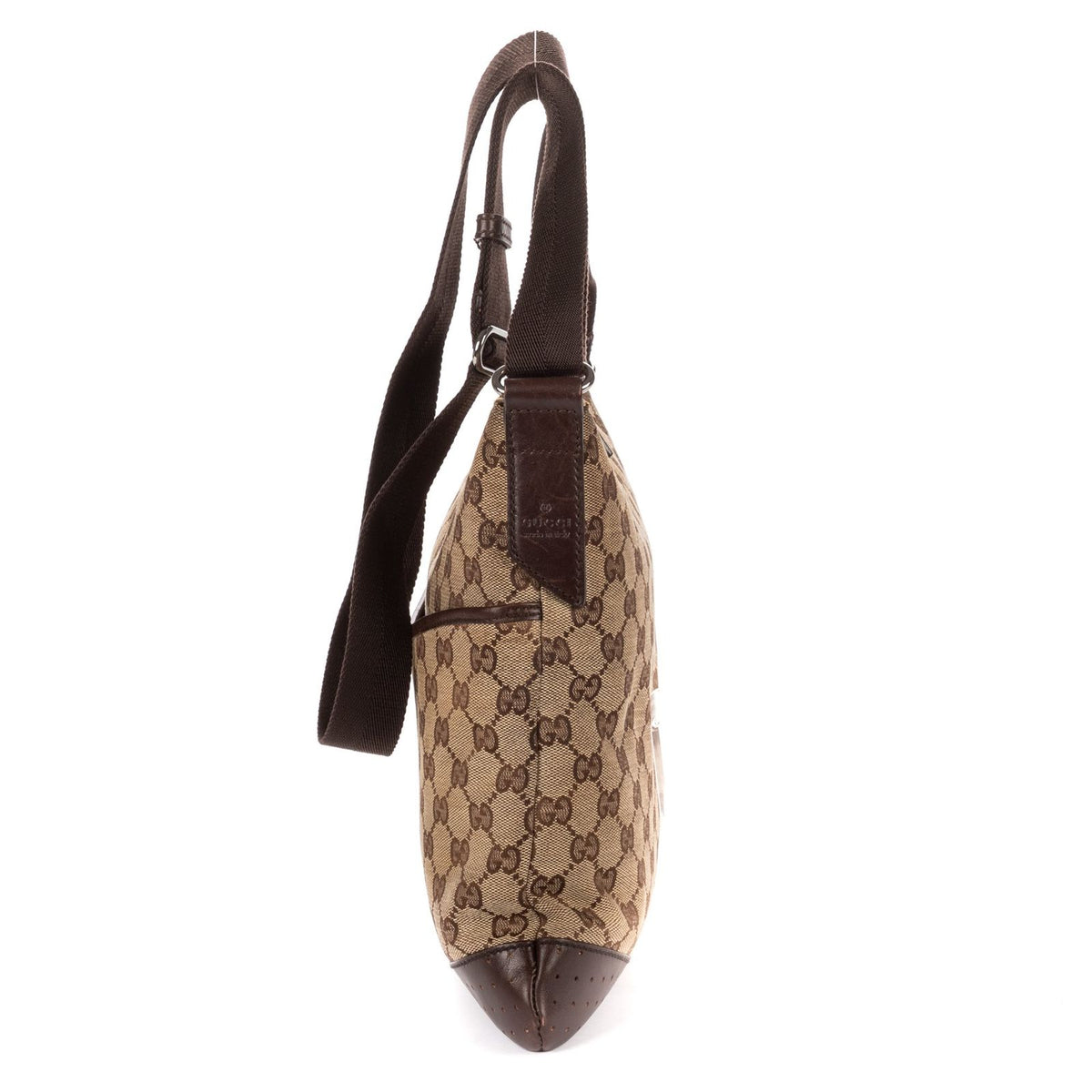 Gucci Vintage Flap Bag Messenger Beige Dark Brown GG Canvas — view 3