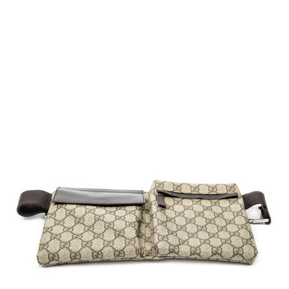Gucci Waist Pouch Dark Brown Beige Supreme Canvas — view 3