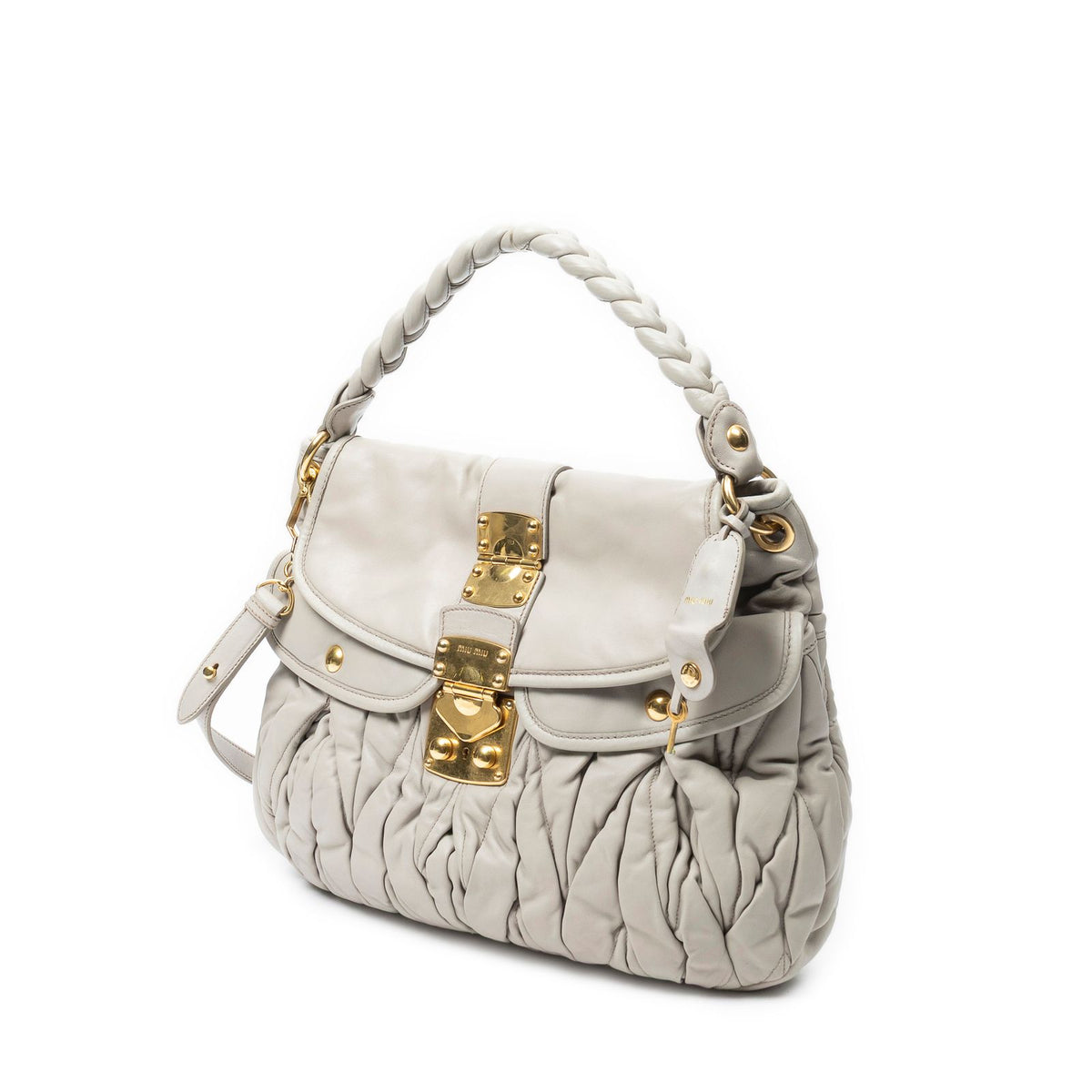 Miu Miu Bo Bag Gray Nappa Matelasse Leather — view 2