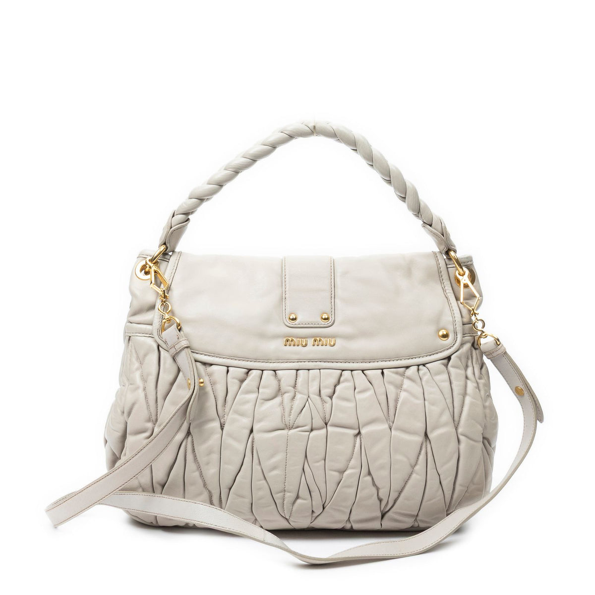 Miu Miu Bo Bag Gray Nappa Matelasse Leather — view 5