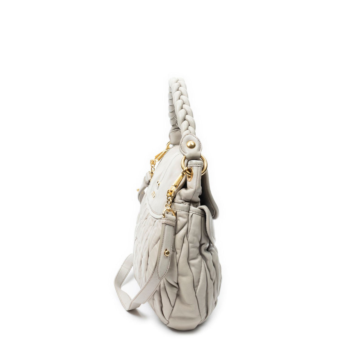 Miu Miu Bo Bag Gray Nappa Matelasse Leather — view 4