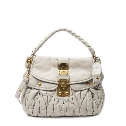 Miu Miu Bo Bag Gray Nappa Matelasse Leather