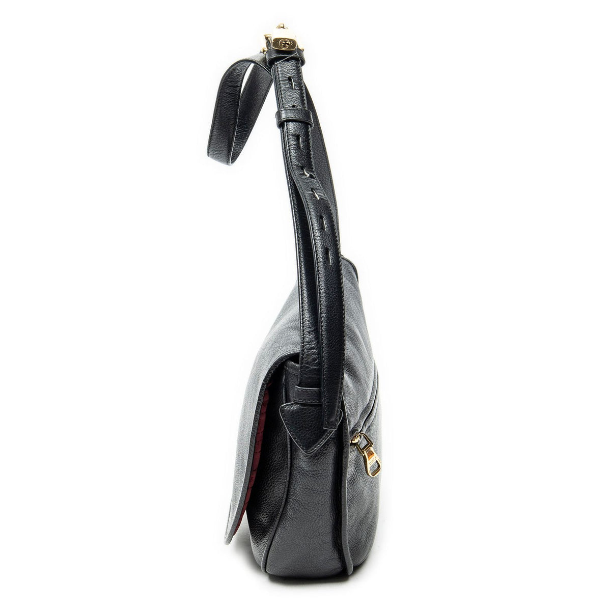 Loewe Heritage Flap Bag Messenger Black Grain Calfskin Leather — view 3