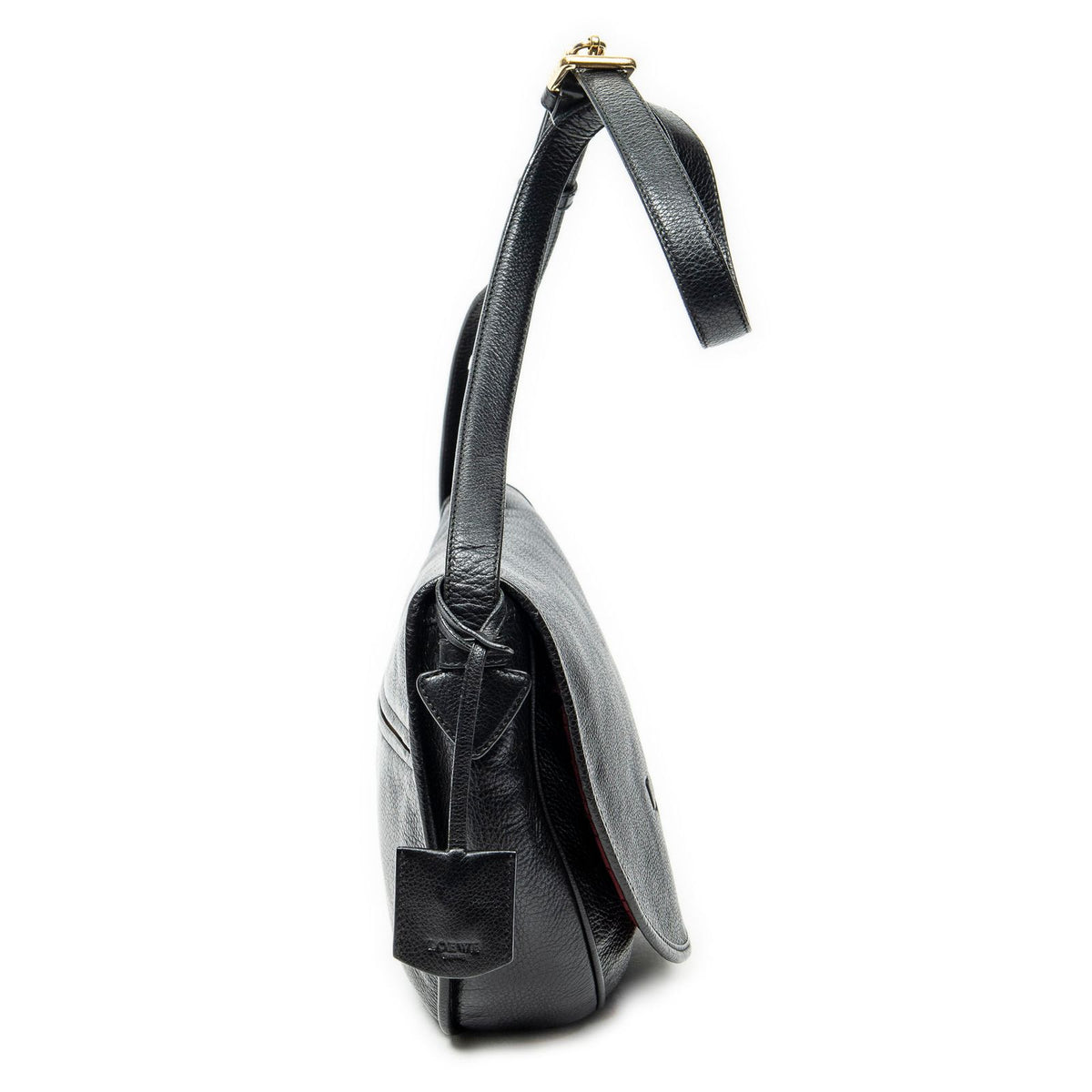 Loewe Heritage Flap Bag Messenger Black Grain Calfskin Leather — view 4