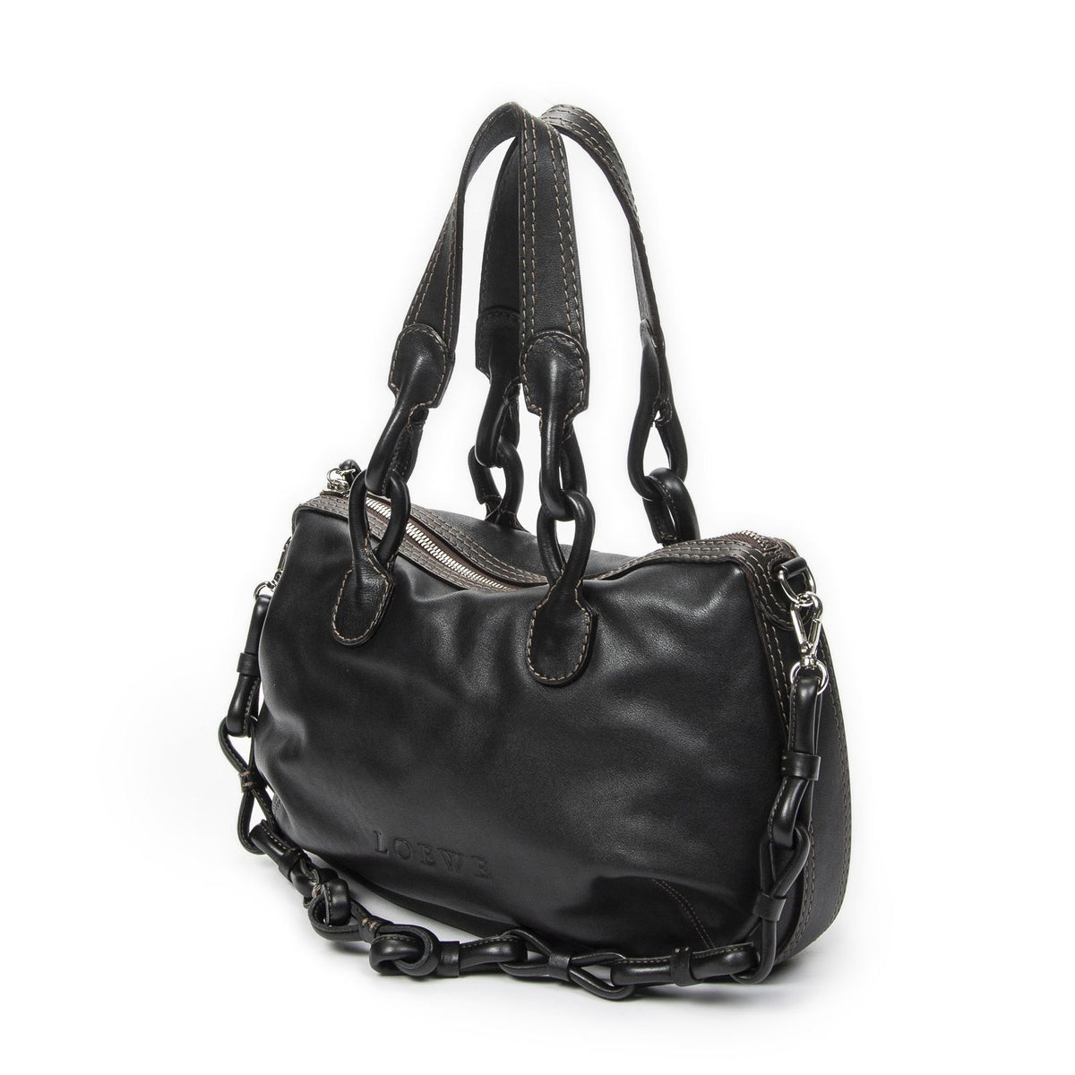 Loewefiesta Satchel Black Calfskin Leather — view 2