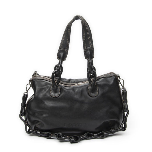 Loewefiesta Satchel Black Calfskin Leather