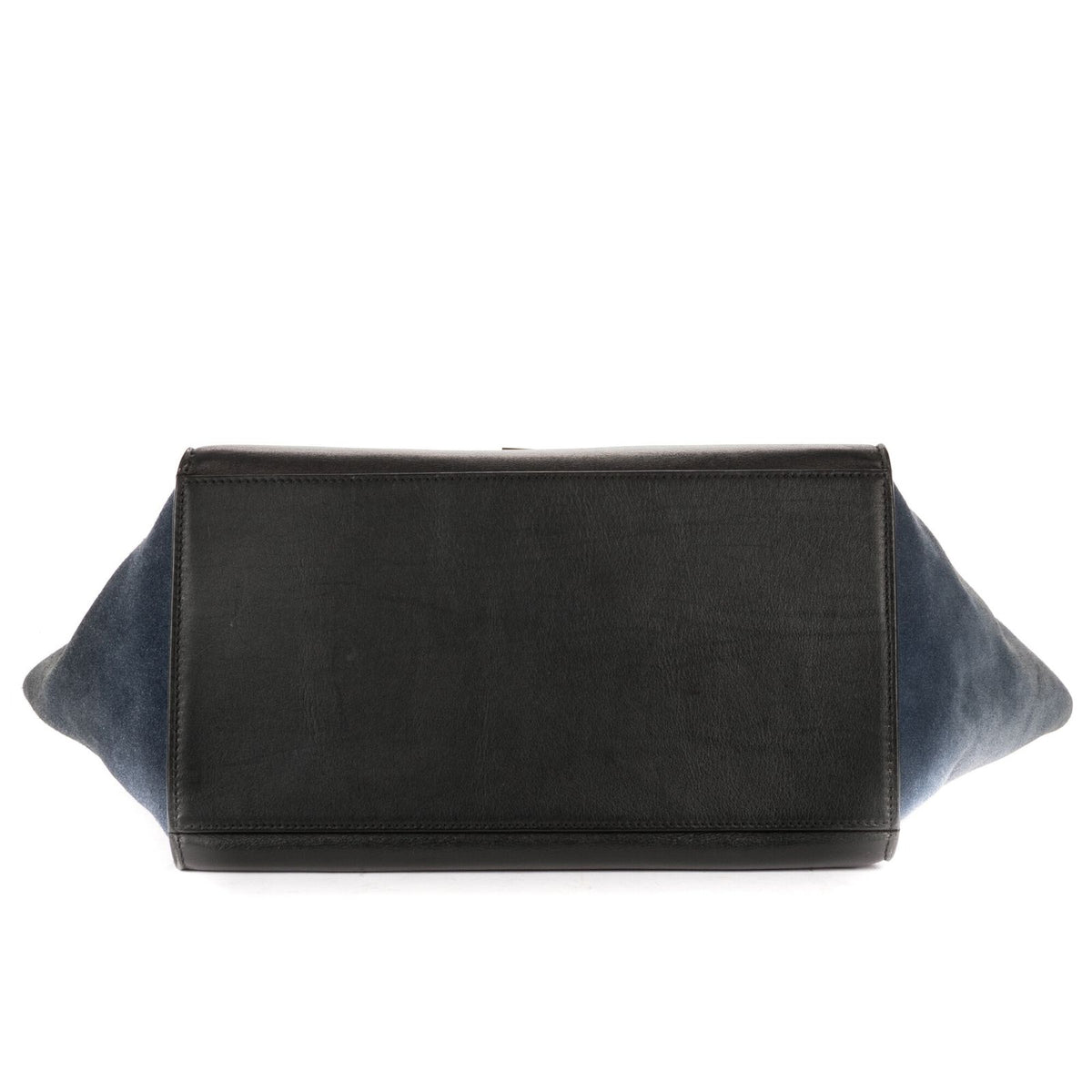 Celine Small Tricolor Trapeze Gray Black Blue Calfskin Leather Shoulder Bag — view 6
