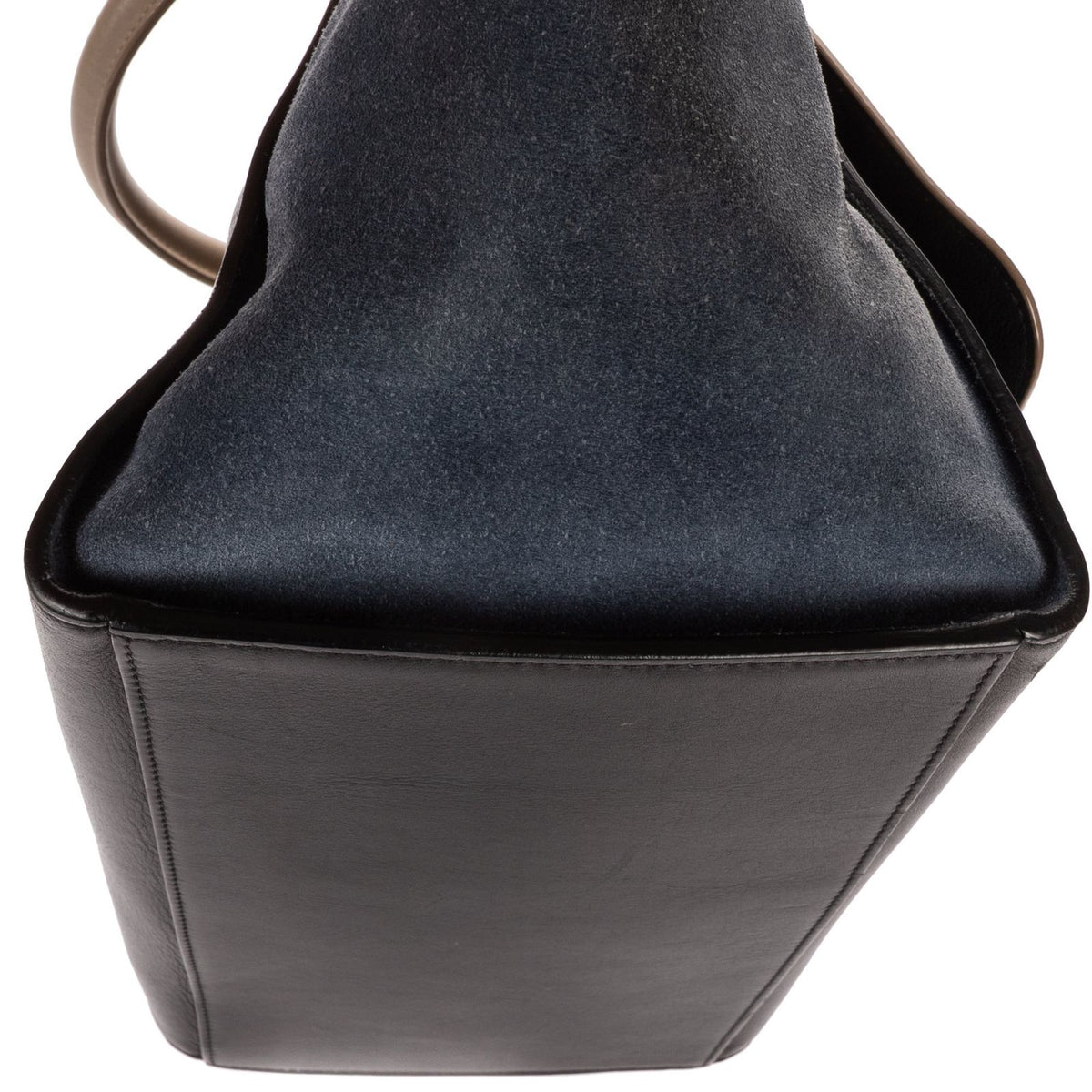 Celine Small Tricolor Trapeze Gray Black Blue Calfskin Leather Shoulder Bag — view 8