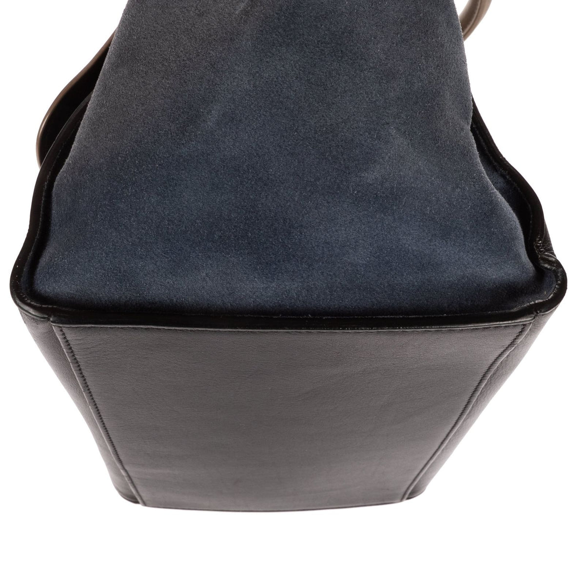 Celine Small Tricolor Trapeze Gray Black Blue Calfskin Leather Shoulder Bag — view 7