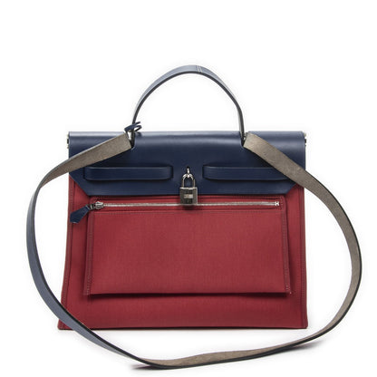 Hermes Herbag Zip Red Blue Toile Officier Handbag — view 5