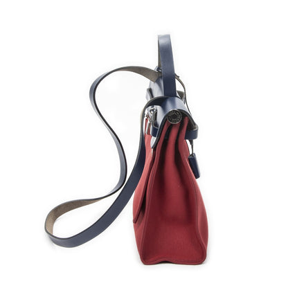 Hermes Herbag Zip Red Blue Toile Officier Handbag — view 4