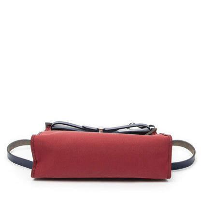Hermes Herbag Zip Red Blue Toile Officier Handbag — view 6