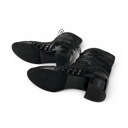 Chanel Boots Short Shoes Leather Black CC Logo Quilted Processing — view 6