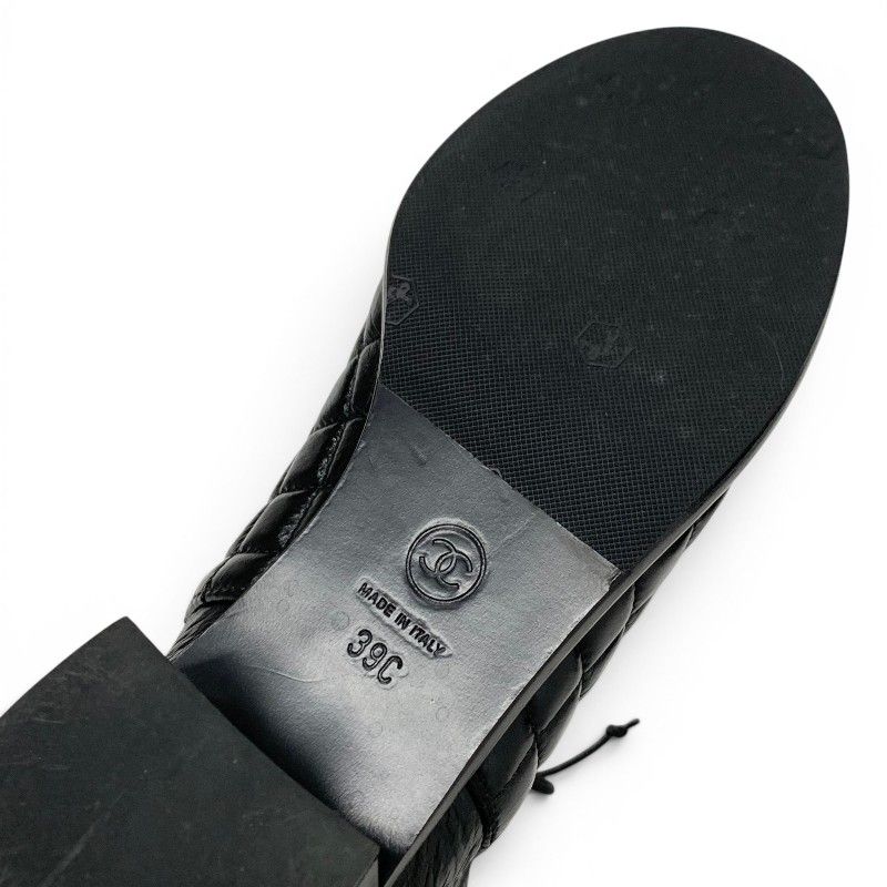 Chanel Boots Short Shoes Leather Black CC Logo Quilted Processing — view 8