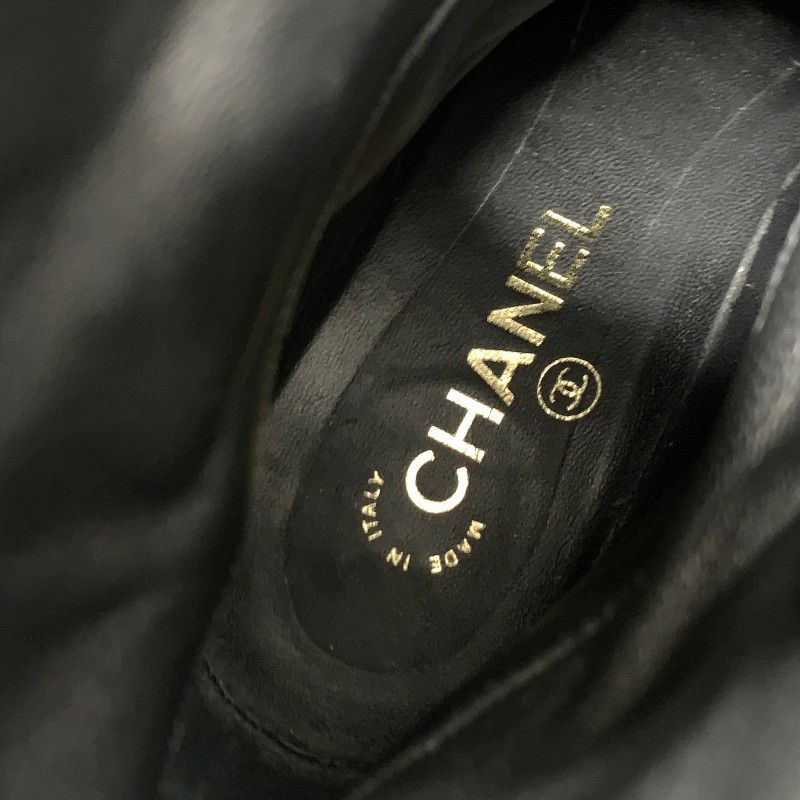 Chanel Boots Short Shoes Leather Black CC Logo Quilted Processing — view 7