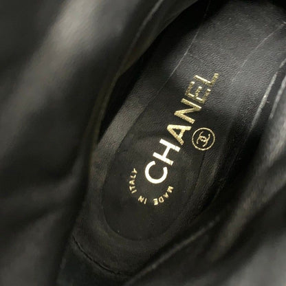 Chanel Boots Short Shoes Leather Black CC Logo Quilted Processing — view 7