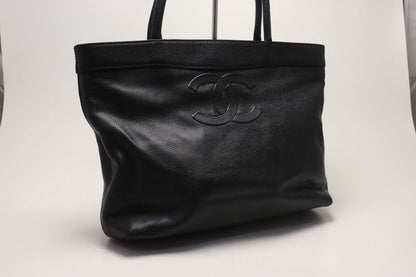 Chanel CC Logo Caviar Leather Tote Bag — view 4