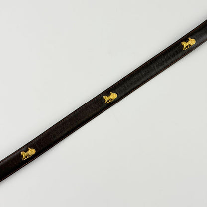 Celine Hose Carriage Leather Belt Dark Brown Gold Vintage — view 6