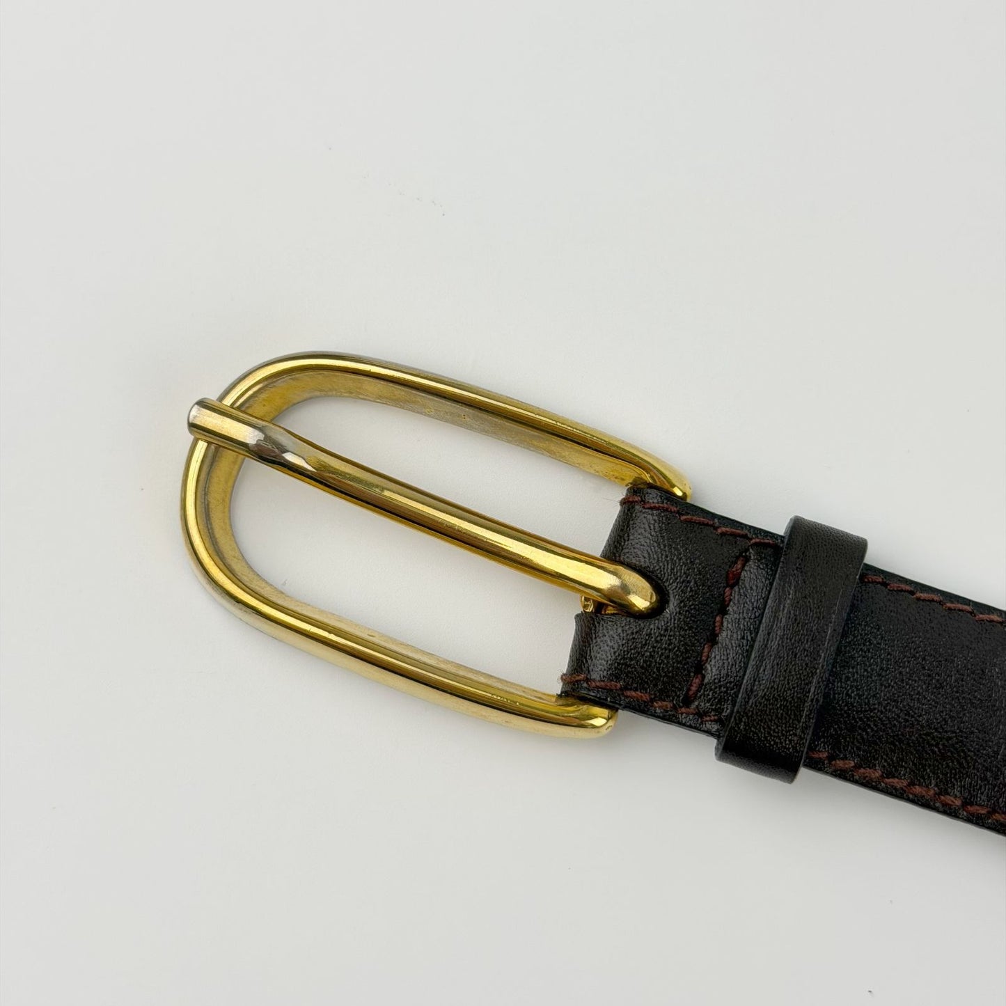 Celine Hose Carriage Leather Belt Dark Brown Gold Vintage — view 4