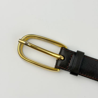 Celine Hose Carriage Leather Belt Dark Brown Gold Vintage — view 4