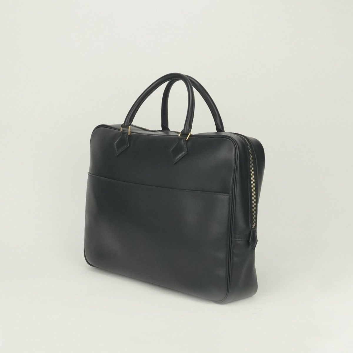 Hermes Plume Doc 38 Business Briefcase Box Calf Noir Black Silver — view 2