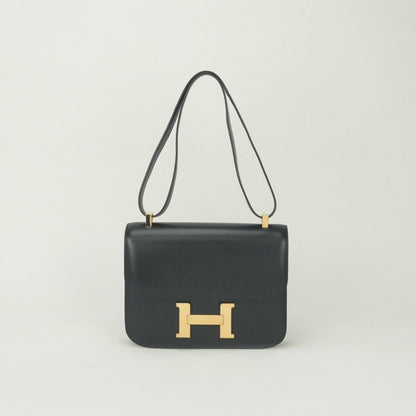 Hermes Constance 23 Shoulder Bag Box Calf Noir Black Gold