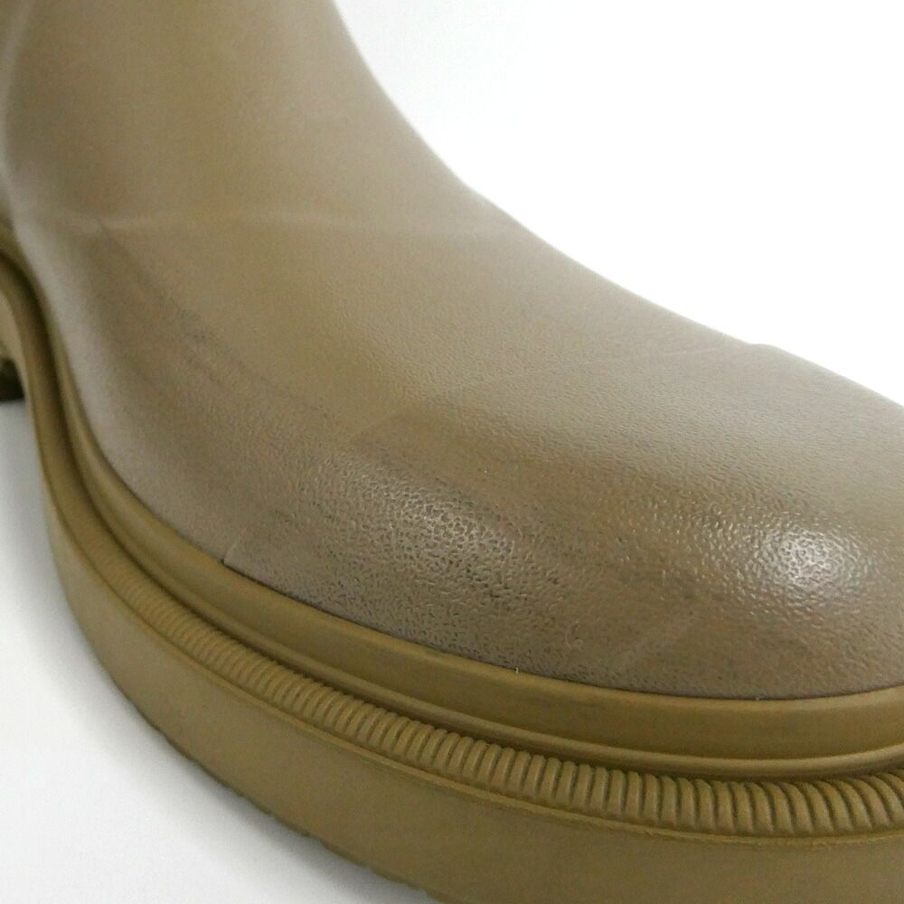 Chanel Lava Rain Boots Long Dark Beige Khaki Shoes 37 — view 6