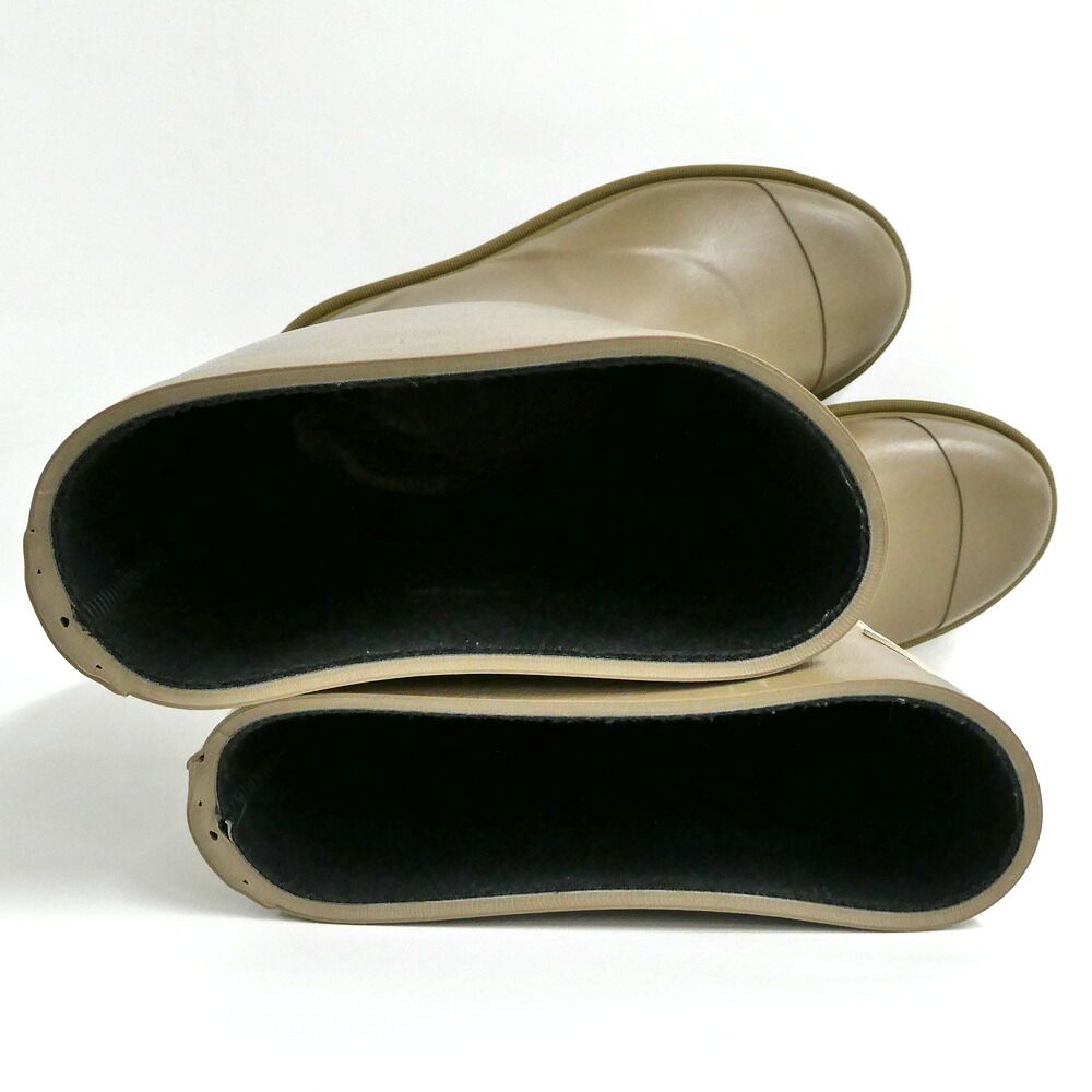 Chanel Lava Rain Boots Long Dark Beige Khaki Shoes 37 — view 5