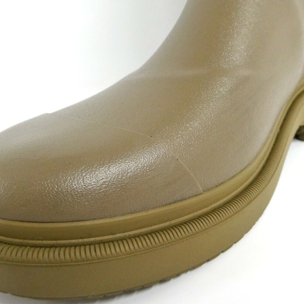 Chanel Lava Rain Boots Long Dark Beige Khaki Shoes 37 — view 7