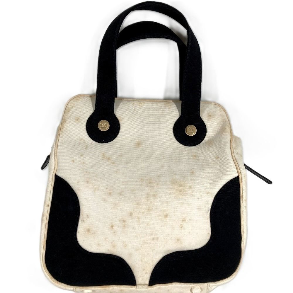 Chanel Handbag CC Logo Marshmallow Canvas Black — view 2