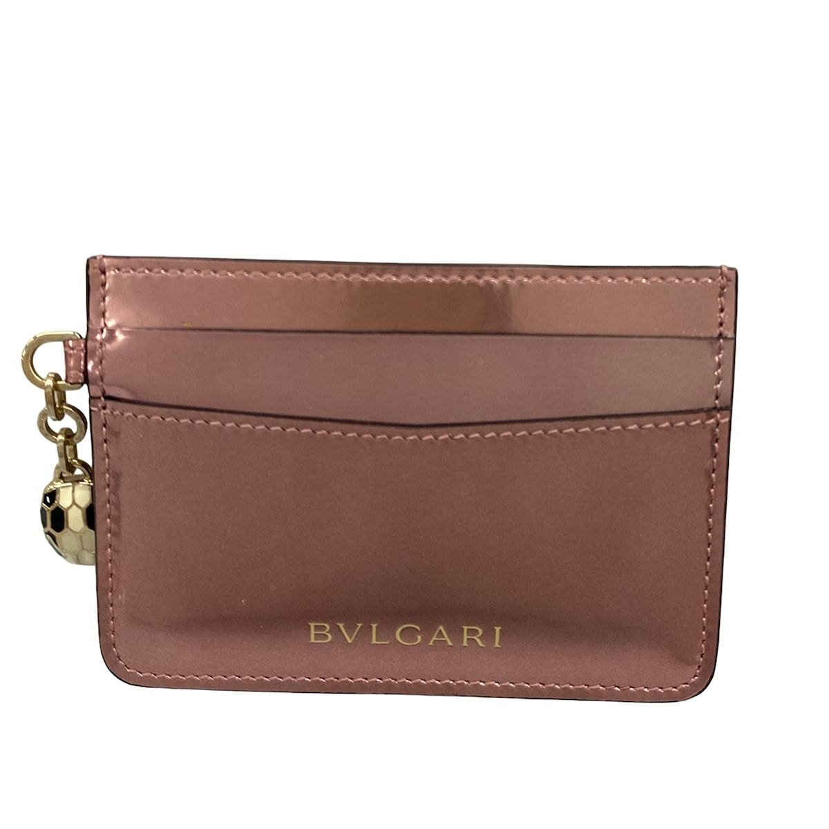 Bvlgari Card Case Serpenti Forever Metallic Pink Leather