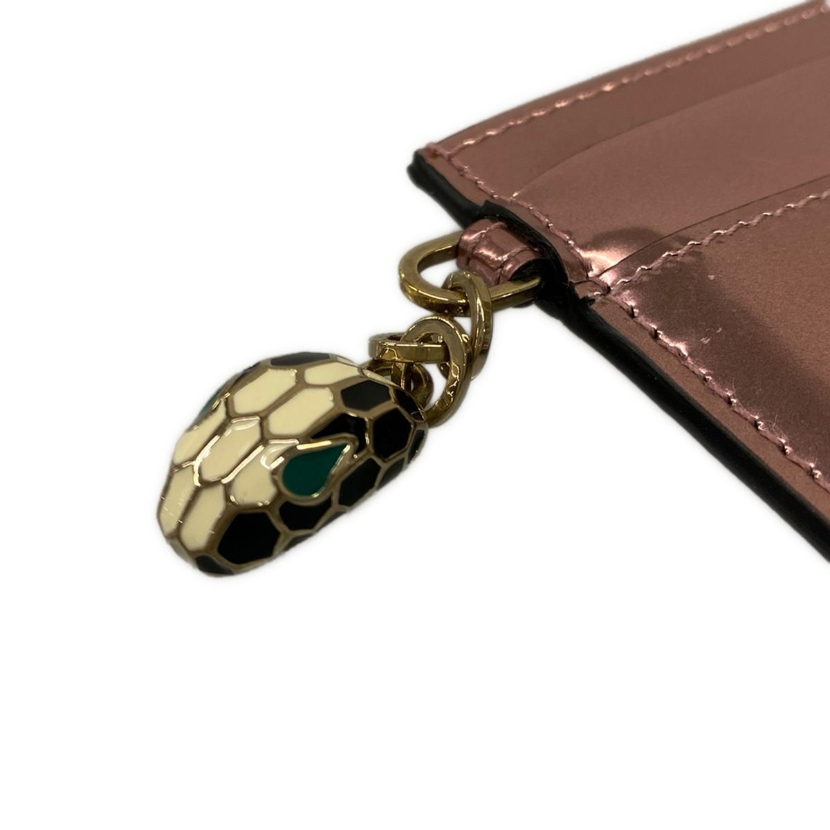 Bvlgari Card Case Serpenti Forever Metallic Pink Leather — view 5
