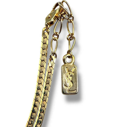 Saint Laurent Necklace Blue &black Panel Rhinestone Gold — view 4