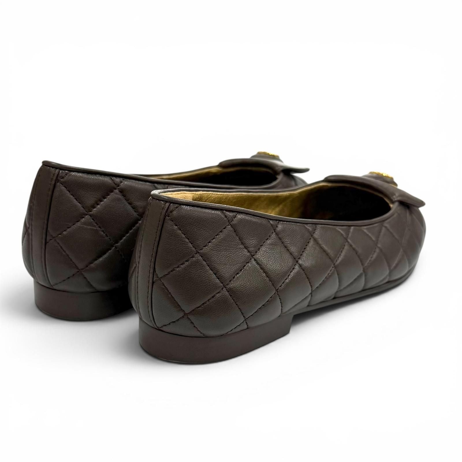 Chanel Ballerina CC Logo Quilted Ballet Shoes Brown Gold — view 3