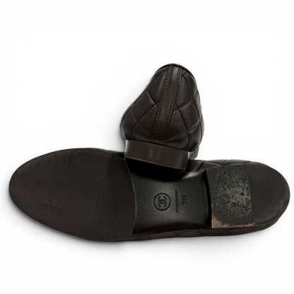 Chanel Ballerina CC Logo Quilted Ballet Shoes Brown Gold — view 7