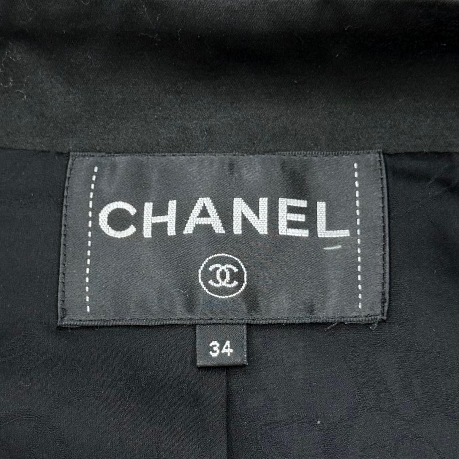 Chanel 17k Houndstooth Coco Button Zip Tweed Jacket Stand Collar Black 34 — view 8
