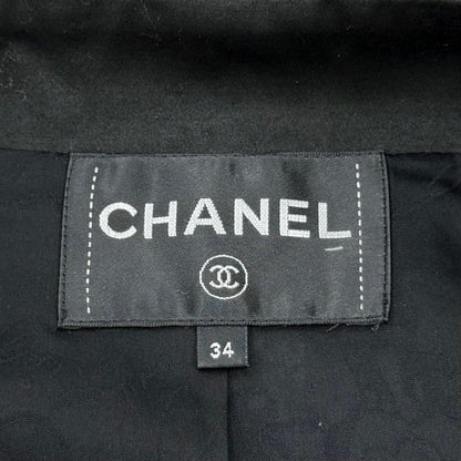 Chanel 17k Houndstooth Coco Button Zip Tweed Jacket Stand Collar Black 34 — view 8