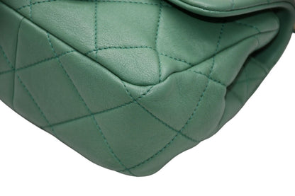 Chanel Mini Quilted Oval Logo Chain Handle Flap Bag Stand Lambskin Green Gold — view 7
