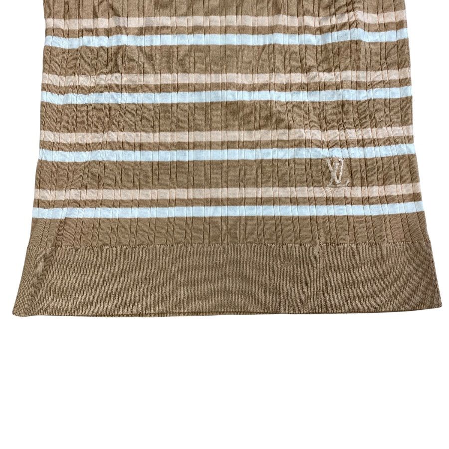 Louis Vuitton Striped Sweater Knit LV Logo Wool Brown Fine Daily Practical — view 7