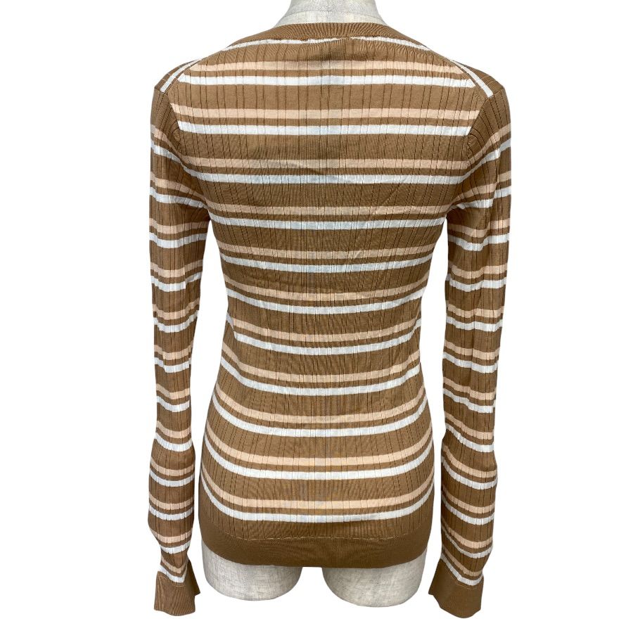 Louis Vuitton Striped Sweater Knit LV Logo Wool Brown Fine Daily Practical — view 3